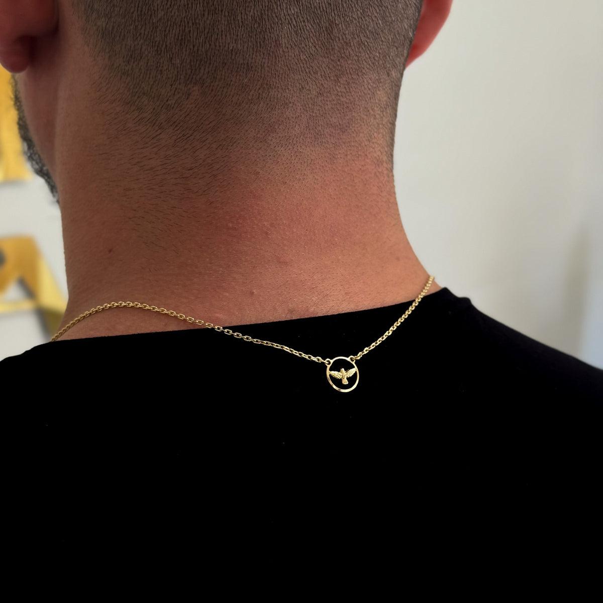 Escapulário Cadeado 1,5mm Espírito Santo Vazado 5gr 70cm Banhado A Ouro 18k