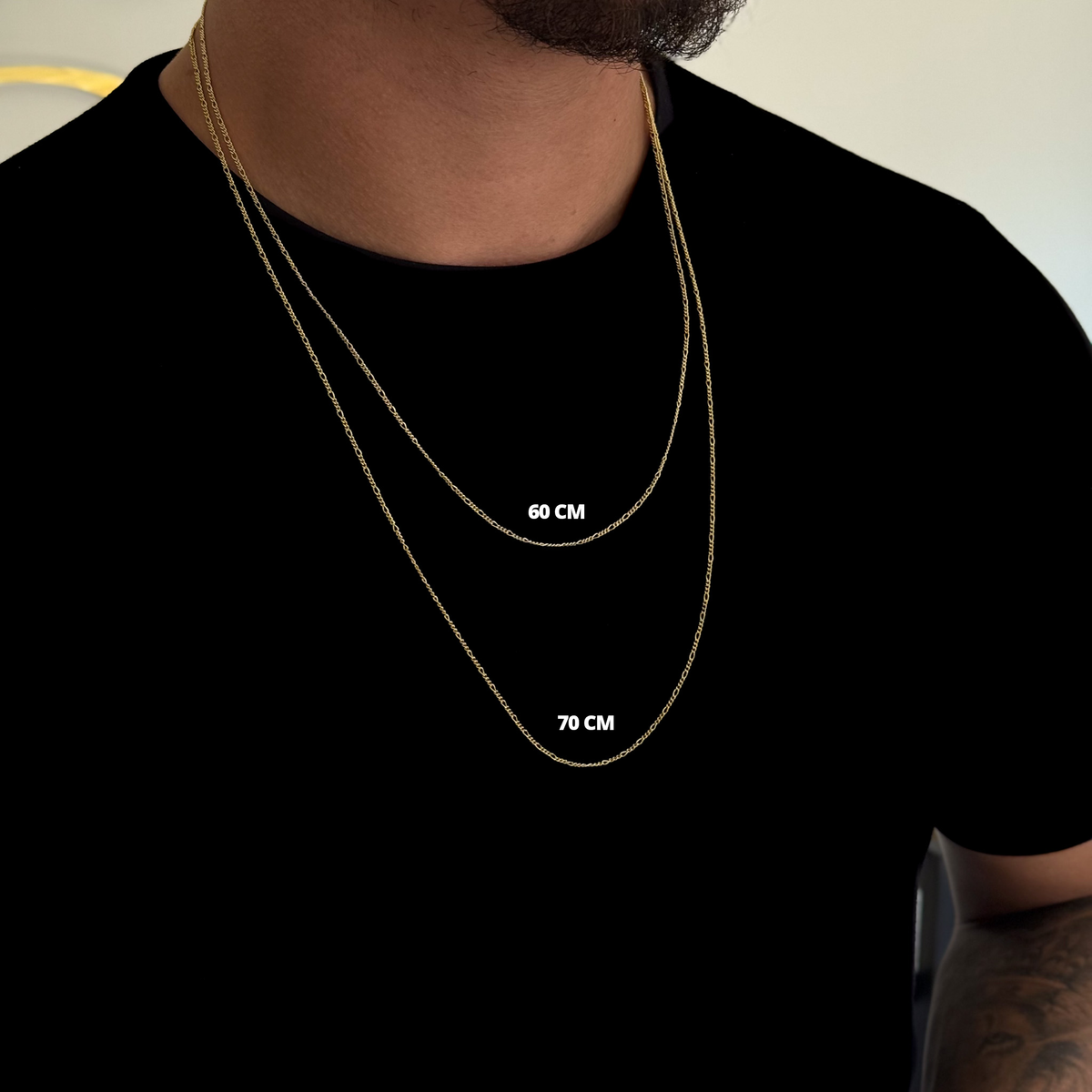 Kit Corrente e Pulseira 3 por 1 Fígaro 1,5mm Fecho Lagosta Banhado A Ouro 18k