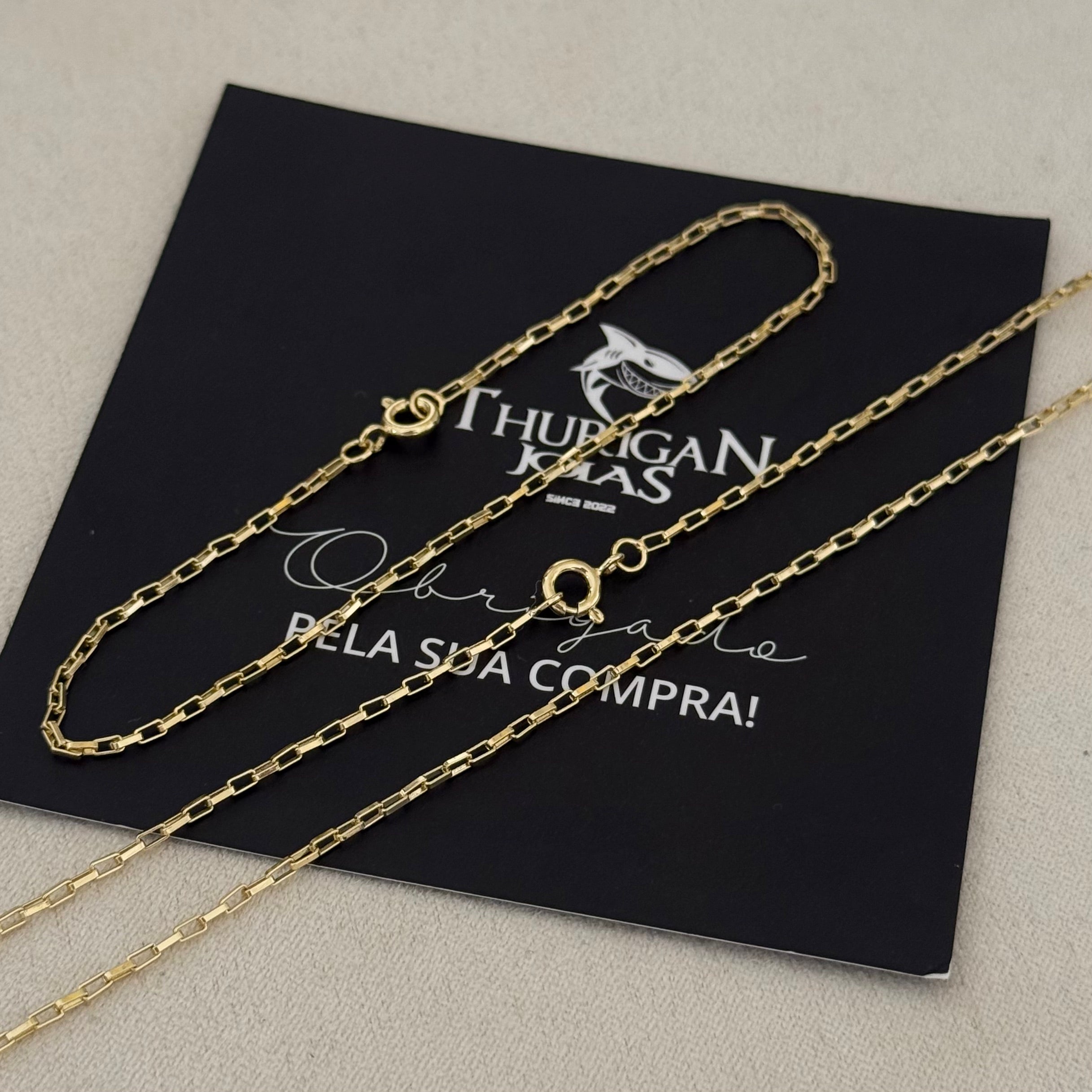Kit Corrente e Pulseira Veneziana 1,5mm Fecho Boia Banhado A Ouro 18k