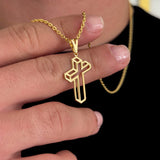 Colar Crucifixo 3D - Corrente Cadeado Banhado A Ouro 18k