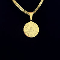 Colar Medalha São Jorge Oração - Corrente Grumet Dupla Banhado A Ouro 18k