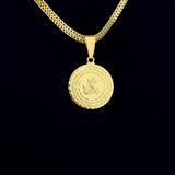 Colar Medalha São Jorge Oração - Corrente Grumet Dupla Banhado A Ouro 18k