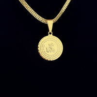 Colar Medalha São Jorge Oração - Corrente Grumet Dupla Banhado A Ouro 18k