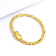 Pulseira Grumet Flat Detalhada 6mm 18gr Fecho Duplo Banhado A Ouro 18k