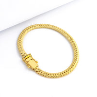 Pulseira Grumet Flat Detalhada 6mm 18gr Fecho Duplo Banhado A Ouro 18k