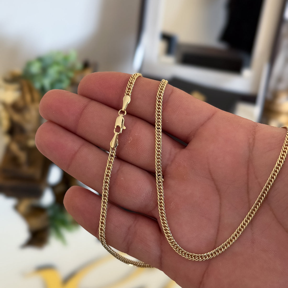Corrente Lacraia 3mm 12gr Fecho Lagosta Banhado A Ouro 18k