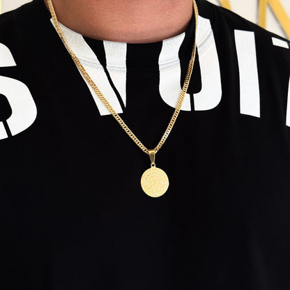 Colar Medalha Espírito Santo Características - Corrente Lacraia Banhado A Ouro 18k