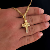 Colar Crucifixo Face De Cristo Detalhado Cravejado P - Corrente e Pulseira Lacraia Banhado A Ouro 18k