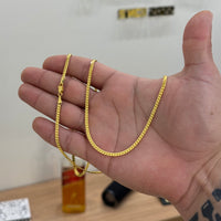 Corrente Grumet Flat 3mm 14gr Fecho Lagosta Banhado A Ouro 18k