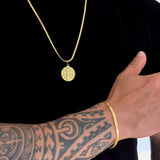 Colar Medalha De São Bento - Corrente e Pulseira Grumet Flat Banhado A Ouro 18k