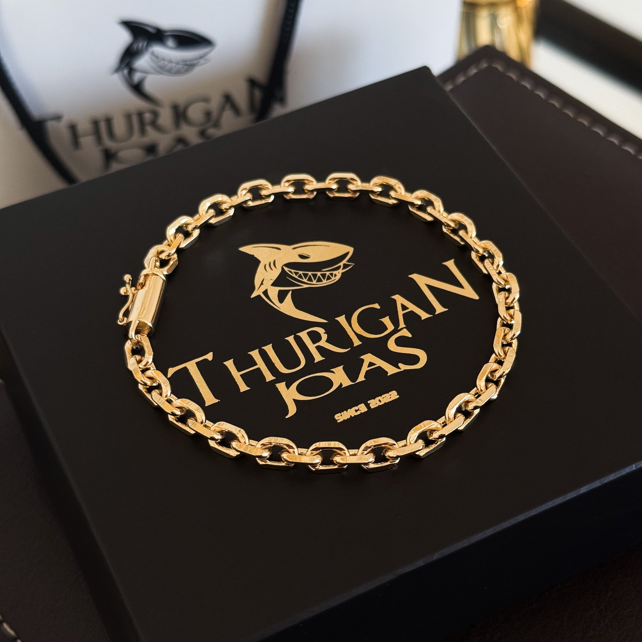 Pulseira Cadeado 5mm 14gr Fecho Bomba Banhado A Ouro 18k