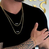 Kit Corrente e Pulseira Veneziana 3mm Fecho Bomba Banhado A Ouro 18k
