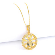 Pingente Medalha N. Sra. Aparecida Vazado Cravejado P 2,5x2,5cm Banhado A Ouro 18k