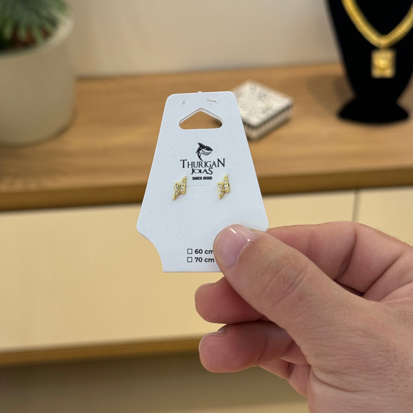 Brinco Raio Cravejado Banhado A Ouro 18k