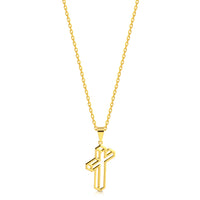 Colar Crucifixo 3D - Corrente Cadeado Banhado A Ouro 18k