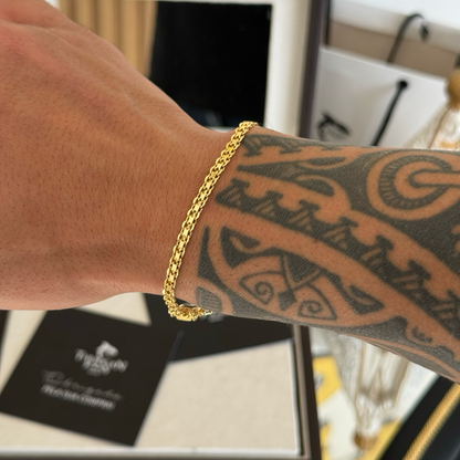 Pulseira Cadeado Duplo 4mm 5gr Fecho Duplo Banhado A Ouro 18k