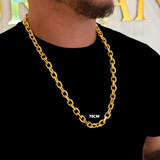 Kit Corrente e Pulseira Cadeado 8mm Fecho Duplo Banhado A Ouro 18k