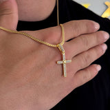 Colar Crucifixo Amarrado - Corrente Grumet Flat Banhado A Ouro 18k