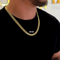 Kit Corrente e Pulseira Grumet Dupla 9mm Fecho Duplo Banhado A Ouro 18k