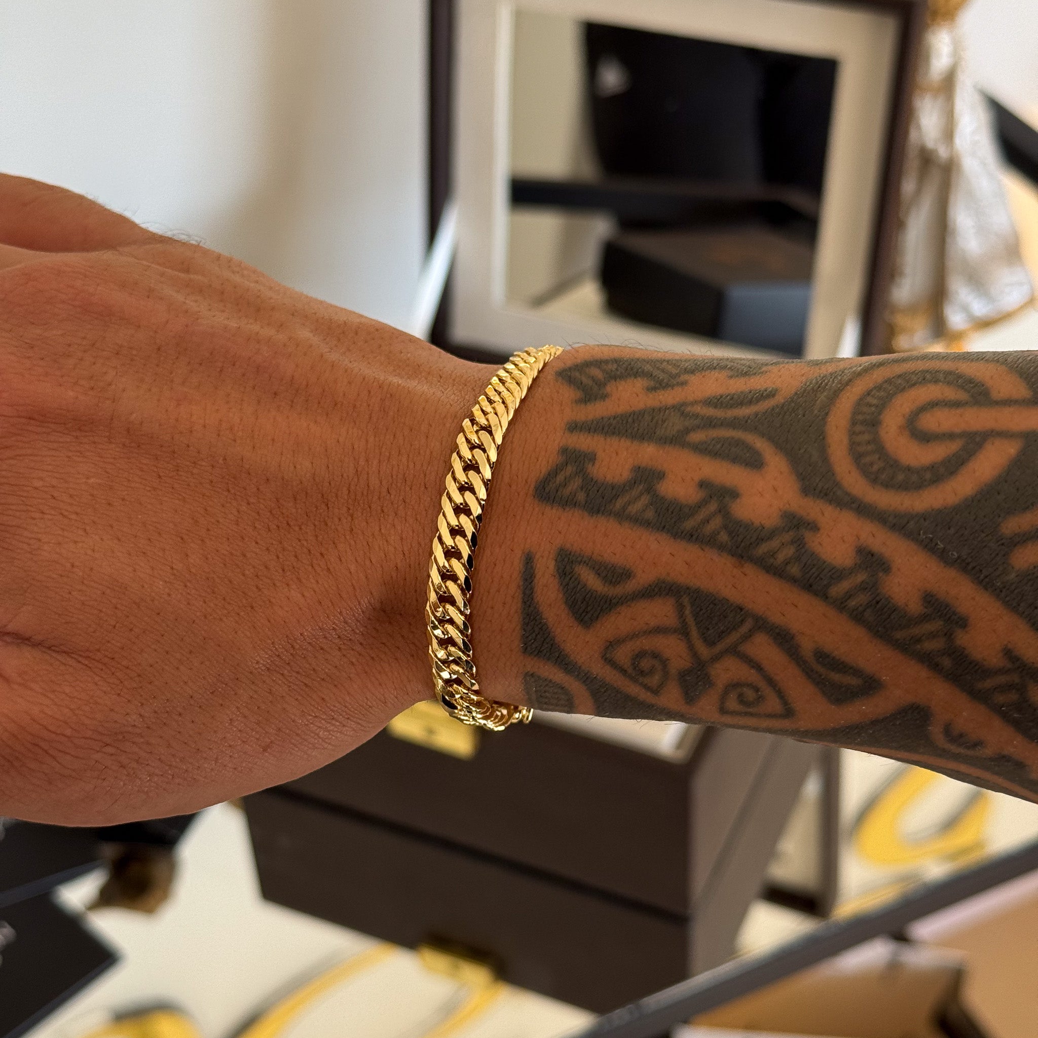 Pulseira Lacraia 6mm 16gr Fecho Duplo Banhado A Ouro 18k