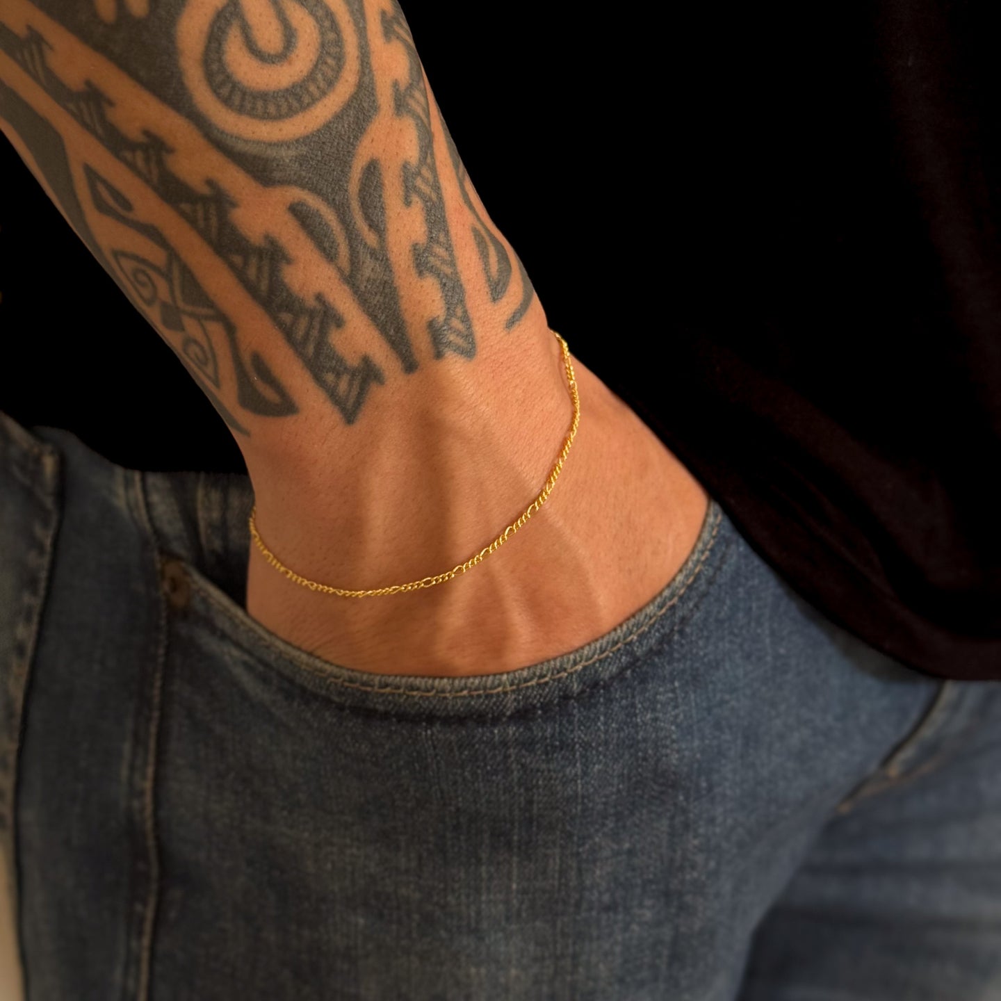 Pulseira 3 por 1 Fígaro 1,5mm 2gr Fecho Lagosta Banhado A Ouro 18k