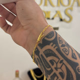 Kit Corrente e Pulseira Cadeado Alongado 2mm Fecho Bomba Banhado A Ouro 18k