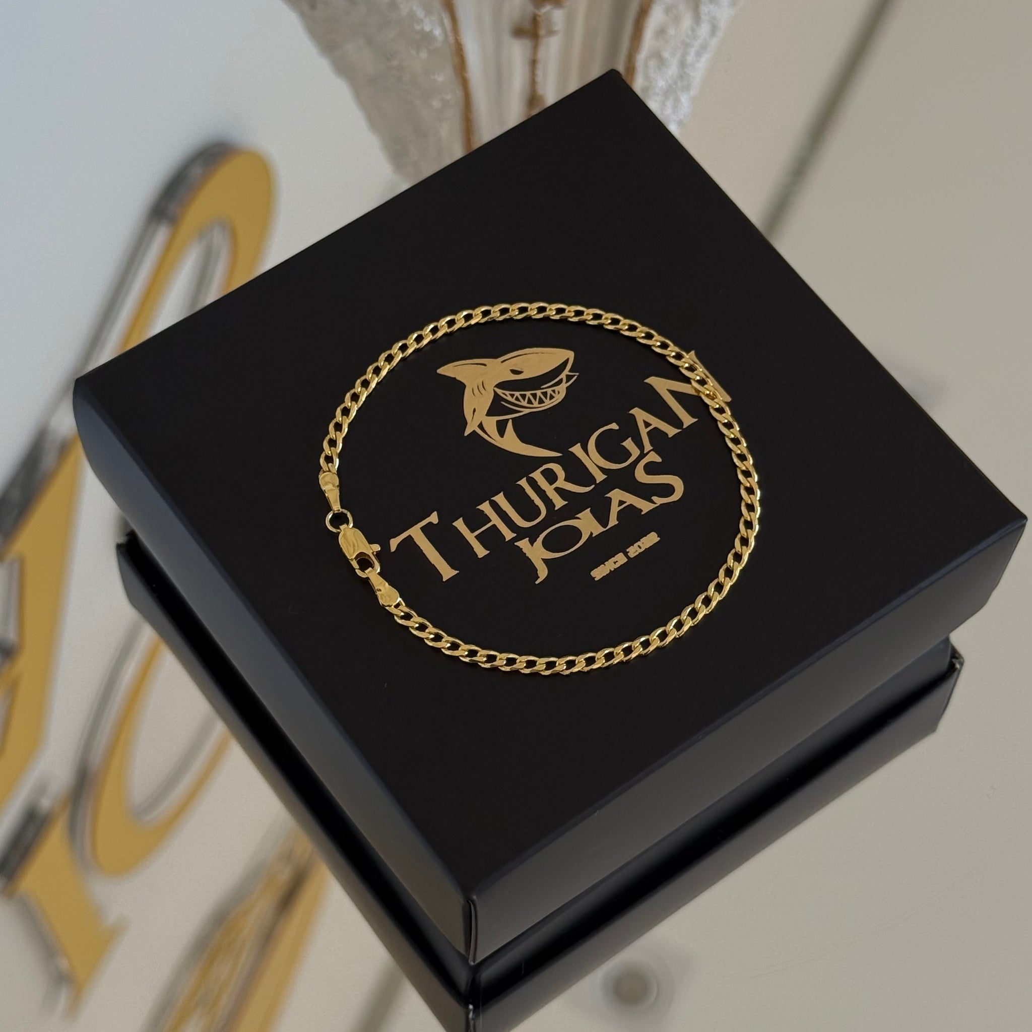 Kit Corrente e Pulseira Grumet 3mm Fecho Lagosta Banhado A Ouro 18k