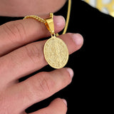 Colar Medalha De São Bento - Corrente e Pulseira Grumet Cuban Banhado A Ouro 18k
