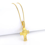 Pingente Crucifixo Face de Cristo Detalhado Cravejado P 2,5x1,5cm Banhado A Ouro 18k