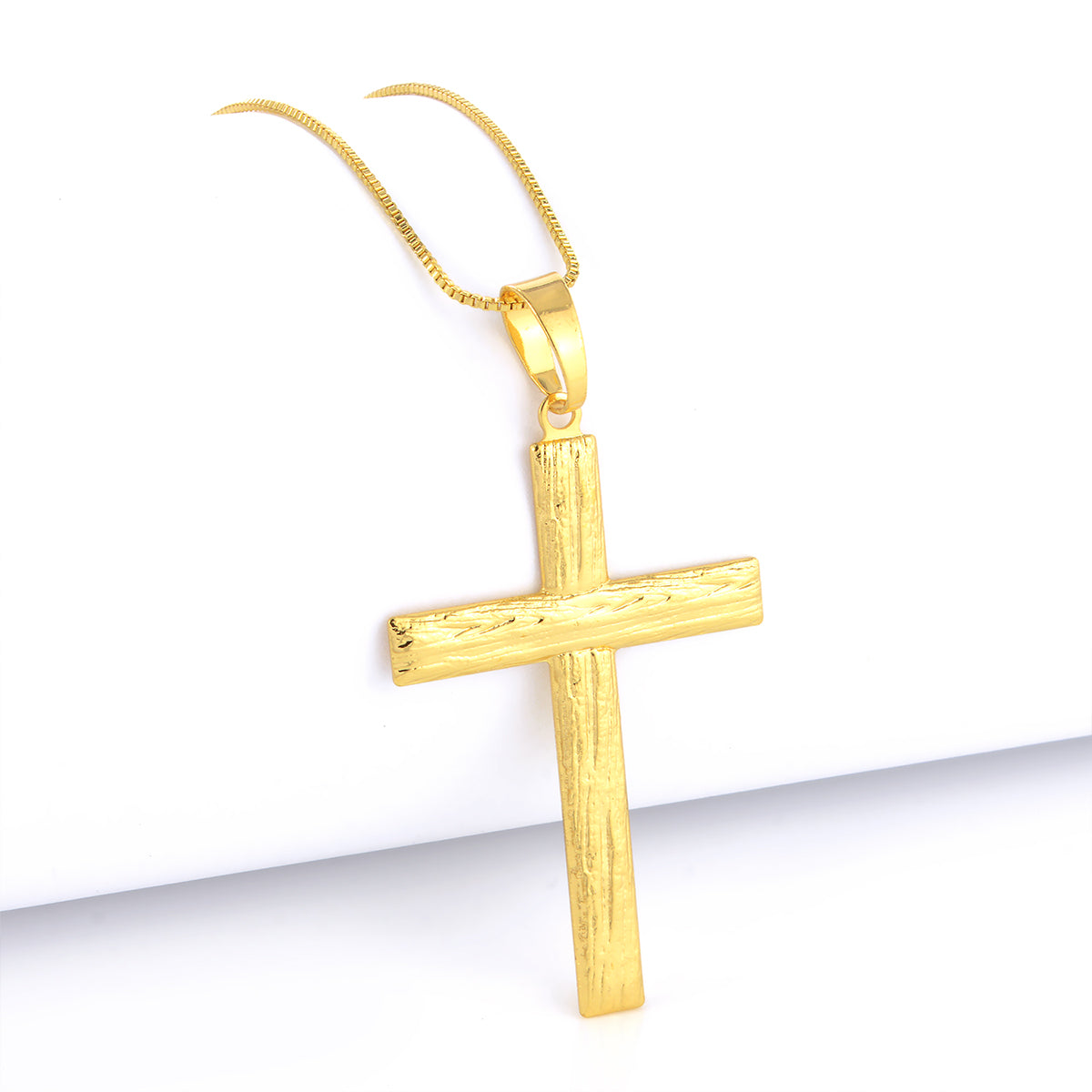 Pingente Crucifixo Lapidado 4,5x3cm Banhado A Ouro 18k