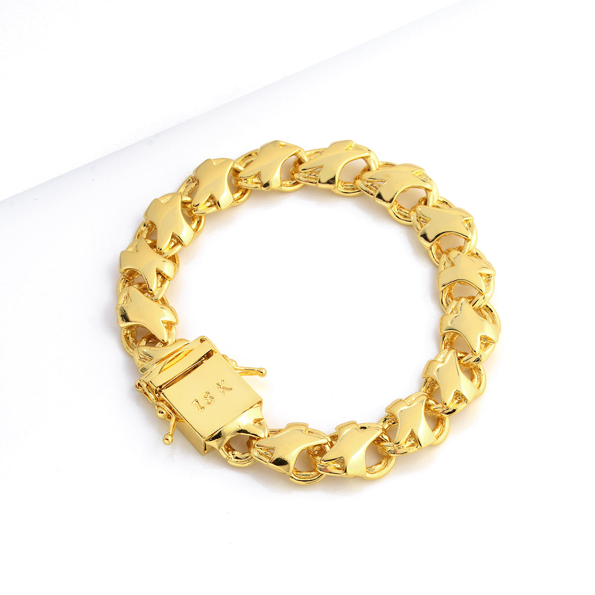Pulseira Friso X 11mm 41gr Fecho Duplo Banhado A Ouro 18k