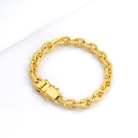 Pulseira Cadeado 8mm 30gr Fecho Duplo Banhado A Ouro 18k