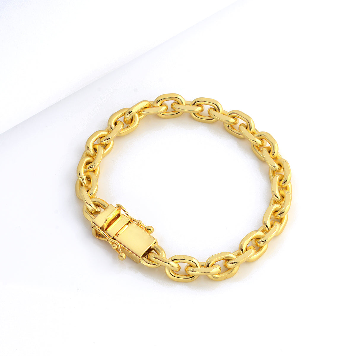 Pulseira Cadeado 8mm 30gr Fecho Duplo Banhado A Ouro 18k