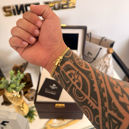 Pulseira Grumet Dupla 5mm 7gr Fecho Duplo Banhado A Ouro 18k
