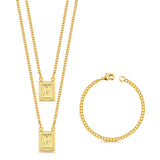 Kit Escapulário Grumet Sagrado Coração De Jesus e Pulseira Grumet Cuban Banhado A Ouro 18k