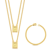 Kit Escapulário Grumet Sagrado Coração De Jesus e Pulseira Grumet Cuban Banhado A Ouro 18k