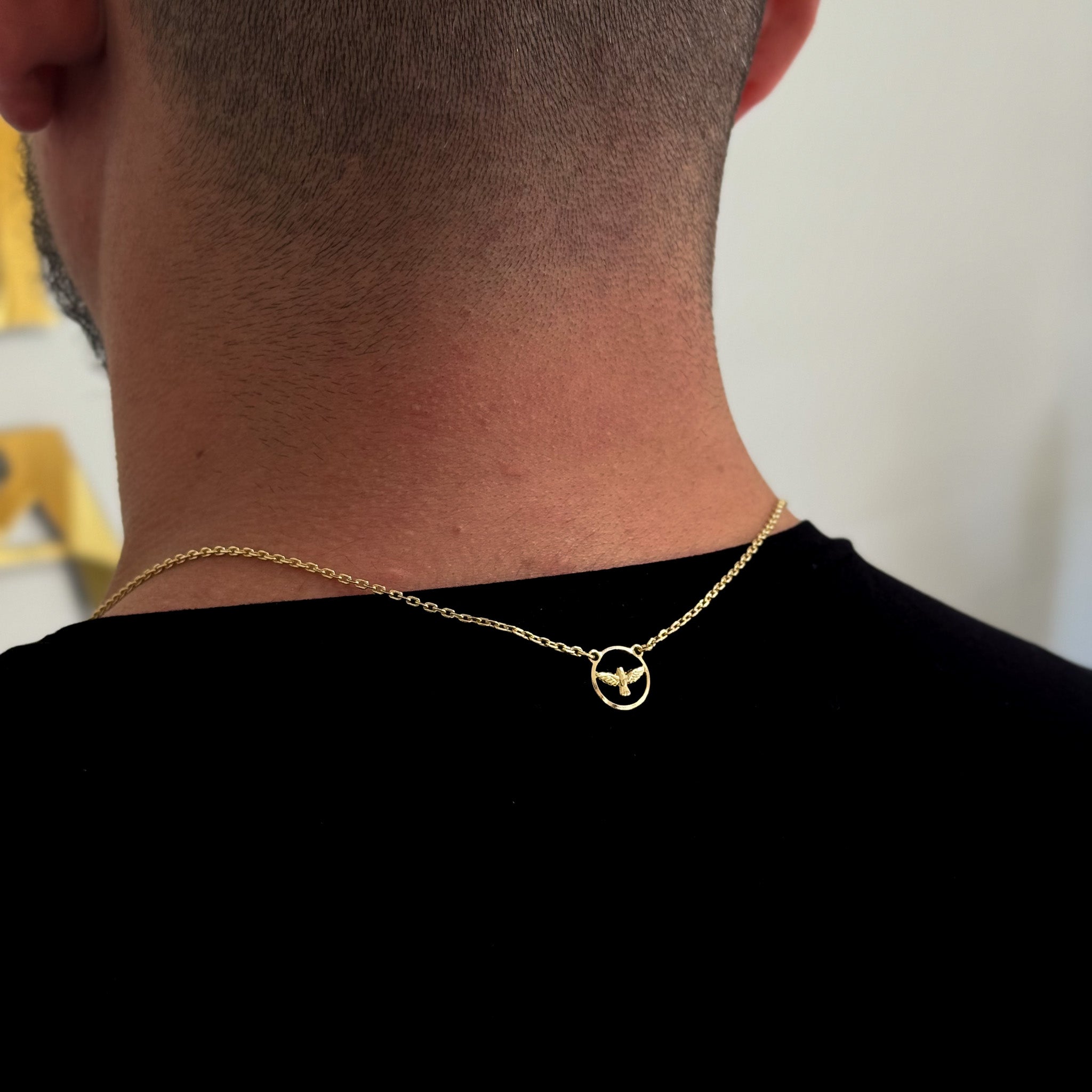 Escapulário Cadeado 1,5mm Espírito Santo Vazado 5gr 70cm Banhado A Ouro 18k