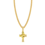 Colar Crucifixo Face De Cristo Detalhado Cravejado P - Corrente Lacraia Banhado A Ouro 18k