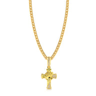 Colar Crucifixo Face De Cristo Detalhado Cravejado P - Corrente Lacraia Banhado A Ouro 18k