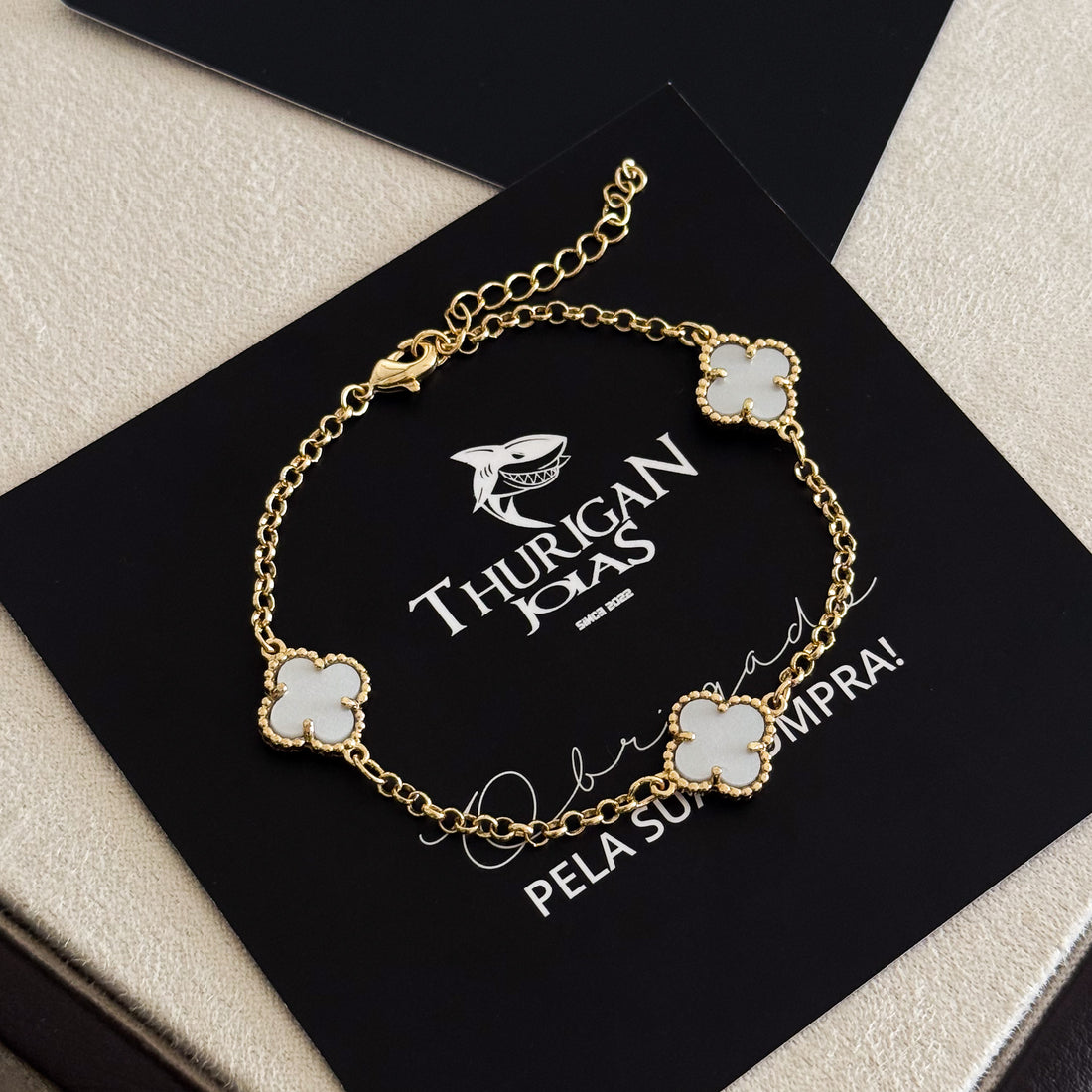 Pulseira Elo Português 2mm Trevo Safira Banhado A Ouro 18k