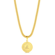 Colar Medalha São Jorge Oração - Corrente Grumet Dupla Banhado A Ouro 18k