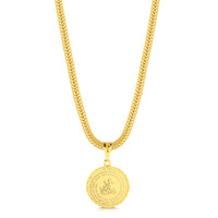 Colar Medalha São Jorge Oração - Corrente Grumet Dupla Banhado A Ouro 18k