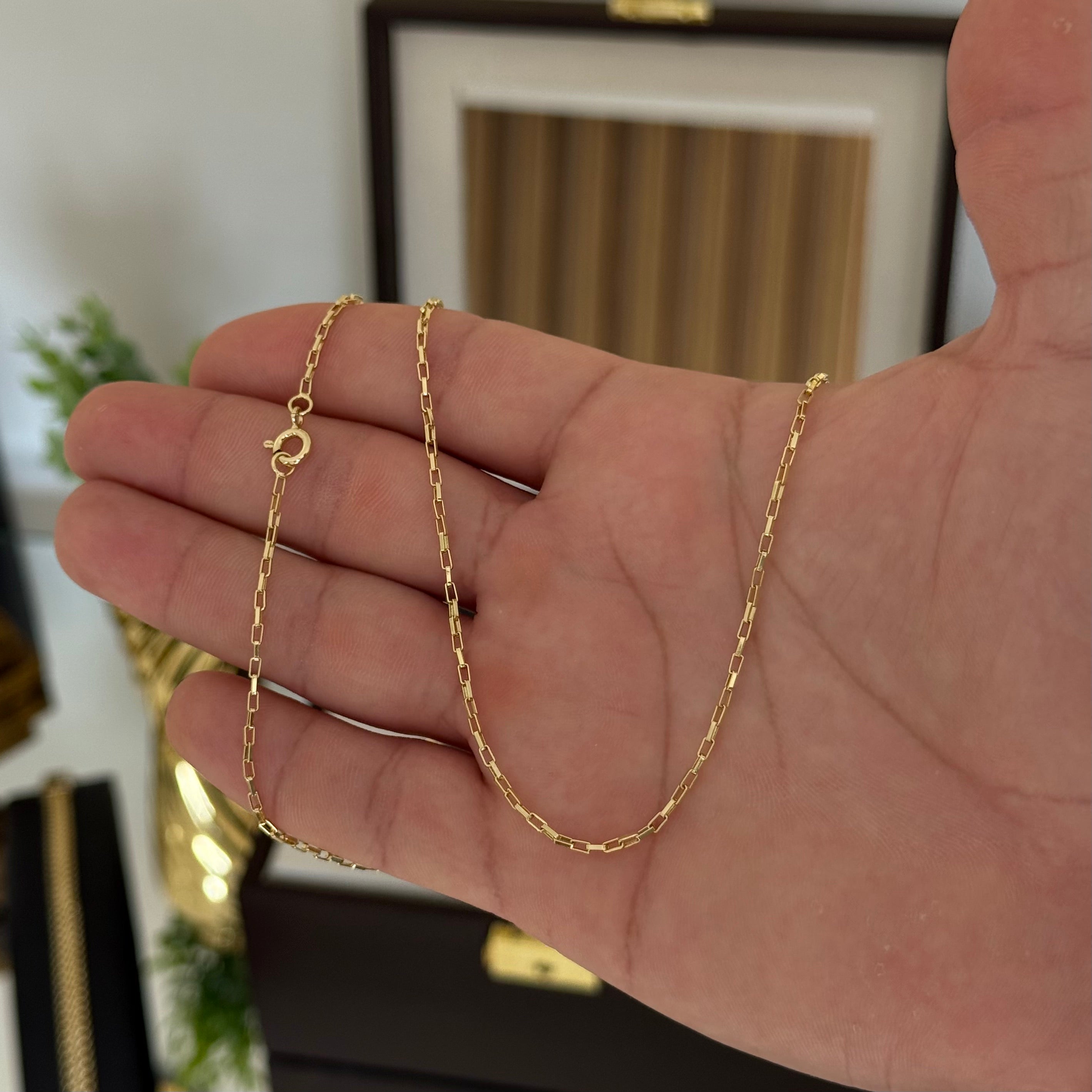 Corrente Veneziana 1,5mm 3gr Fecho Boia Banhado A Ouro 18k