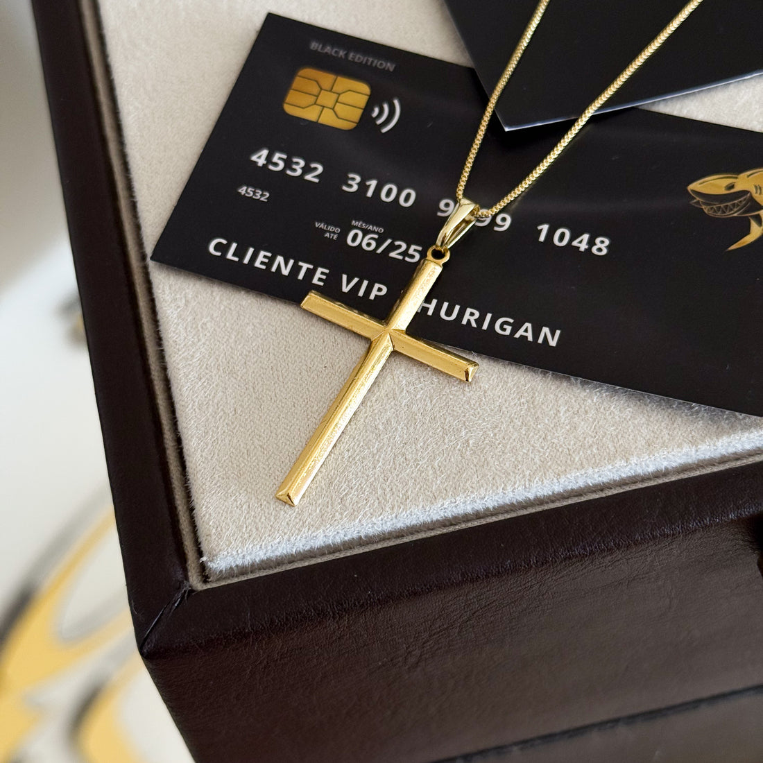 Pingente Crucifixo Liso 4X3cm Banhado A Ouro 18k
