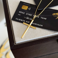 Pingente Crucifixo Liso 4X3cm Banhado A Ouro 18k