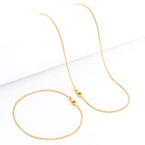 Kit Corrente e Pulseira Veneziana 0,8mm Fecho Lagosta Banhado A Ouro 18k