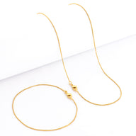 Kit Corrente e Pulseira Veneziana 0,8mm Fecho Lagosta Banhado A Ouro 18k