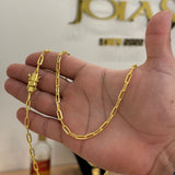 Corrente Cadeado Alongado 4mm 18gr Fecho Duplo Banhado A Ouro 18k