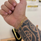 Pulseira Elo Português 2mm Trevo Esmeralda  Banhado A Ouro 18k