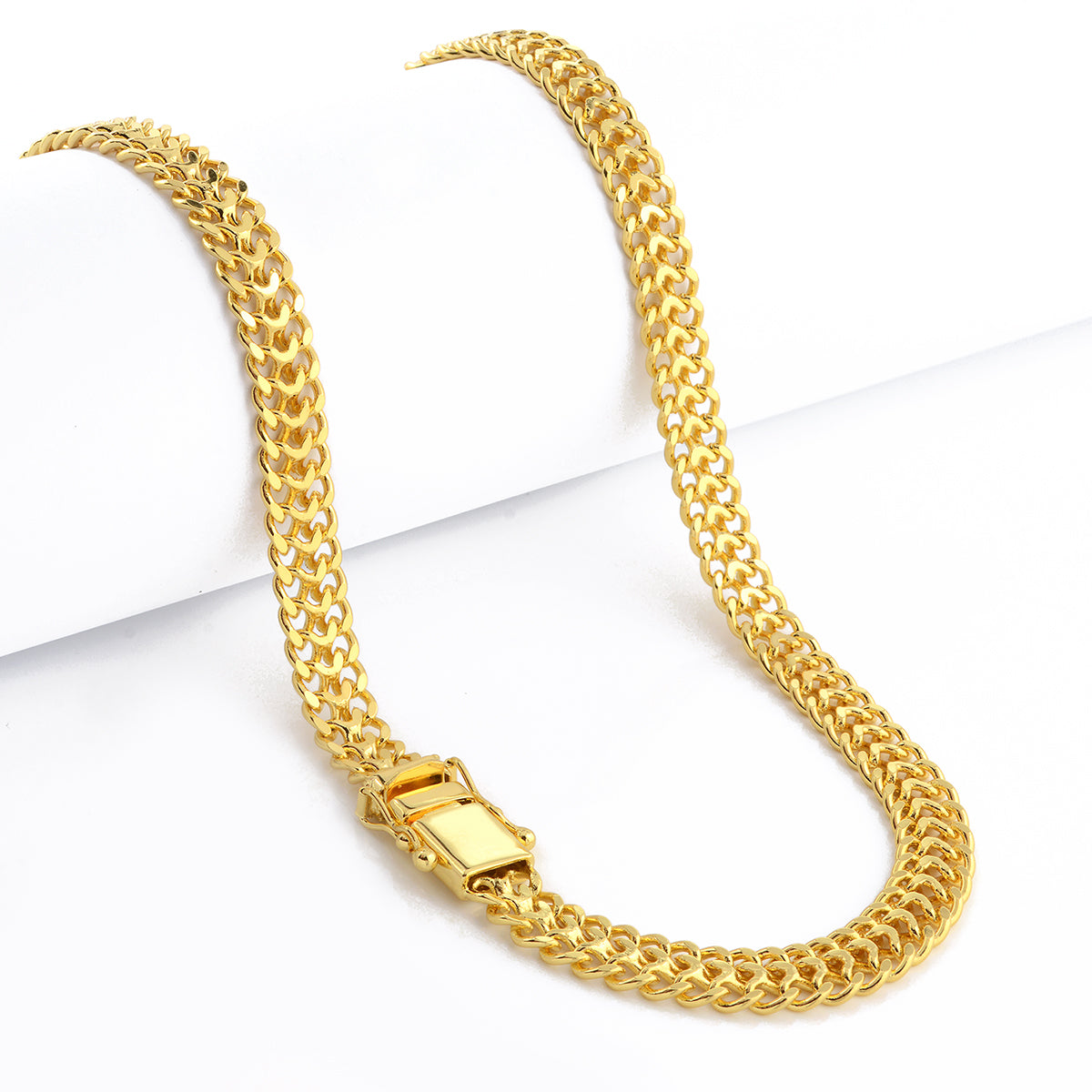 Corrente Grumet Dupla 9mm 59gr Fecho Duplo Banhado A Ouro 18k